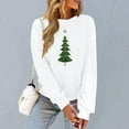 thumbnail image 5 of Women Christmas Tree Printed Tshirts Cropped Sweatshirts White Pullover Sweaters Zip Up Sweatshirt Lightweight Long Sleeve Tops Loose Fit, 5 of 6