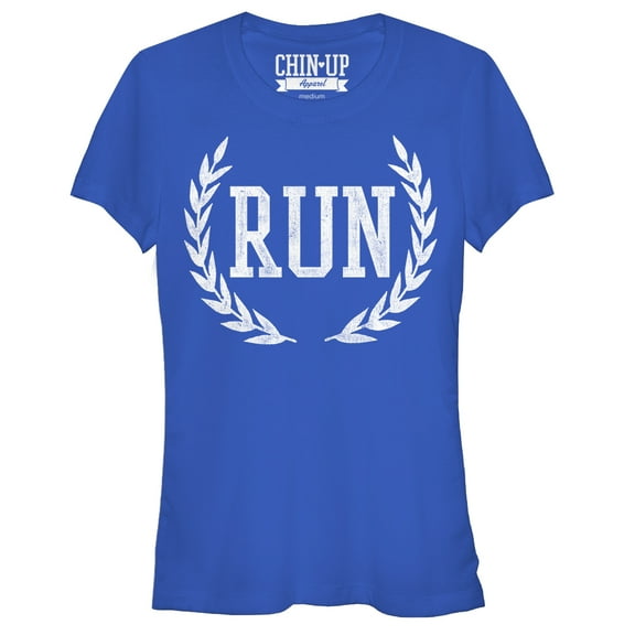 Junior's CHIN UP Crown of Laurel Run  Graphic Tee Royal Medium