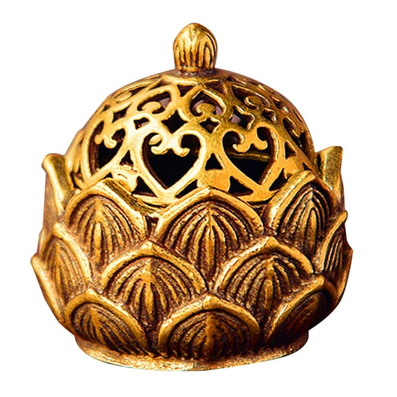 Farfi Decorative Incense Burner Handicraft Copper Lotus Art Piece Incense Holder Home Decor (Antique Bronze)