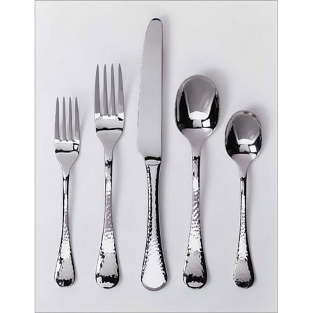 Ginkgo Lafayette Flatware Ginkgo 079914-36005-0 Lafayette 5 Piece Place Setting - 18-10 Stainless - Lafayette Hammered Finish ()