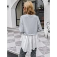 thumbnail image 3 of Round Neck Double Layered Design Long Sleeve Sweater Top for Women, 3 of 3