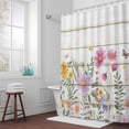 thumbnail image 6 of Colorful Daisy Shower Curtain for Bathroom Decor, Dragonfly Butterfly Leaf Waterproof Fabric Shower Curtain, 72"x72" Set with 12 Hooks, 6 of 9