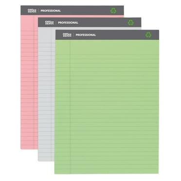 Office Depot Professional Legal Pad, 8 1/2in x 11 3/4in, Legal Ruled, 50 Sheets, Assorted Colors, 3 pk, 99494