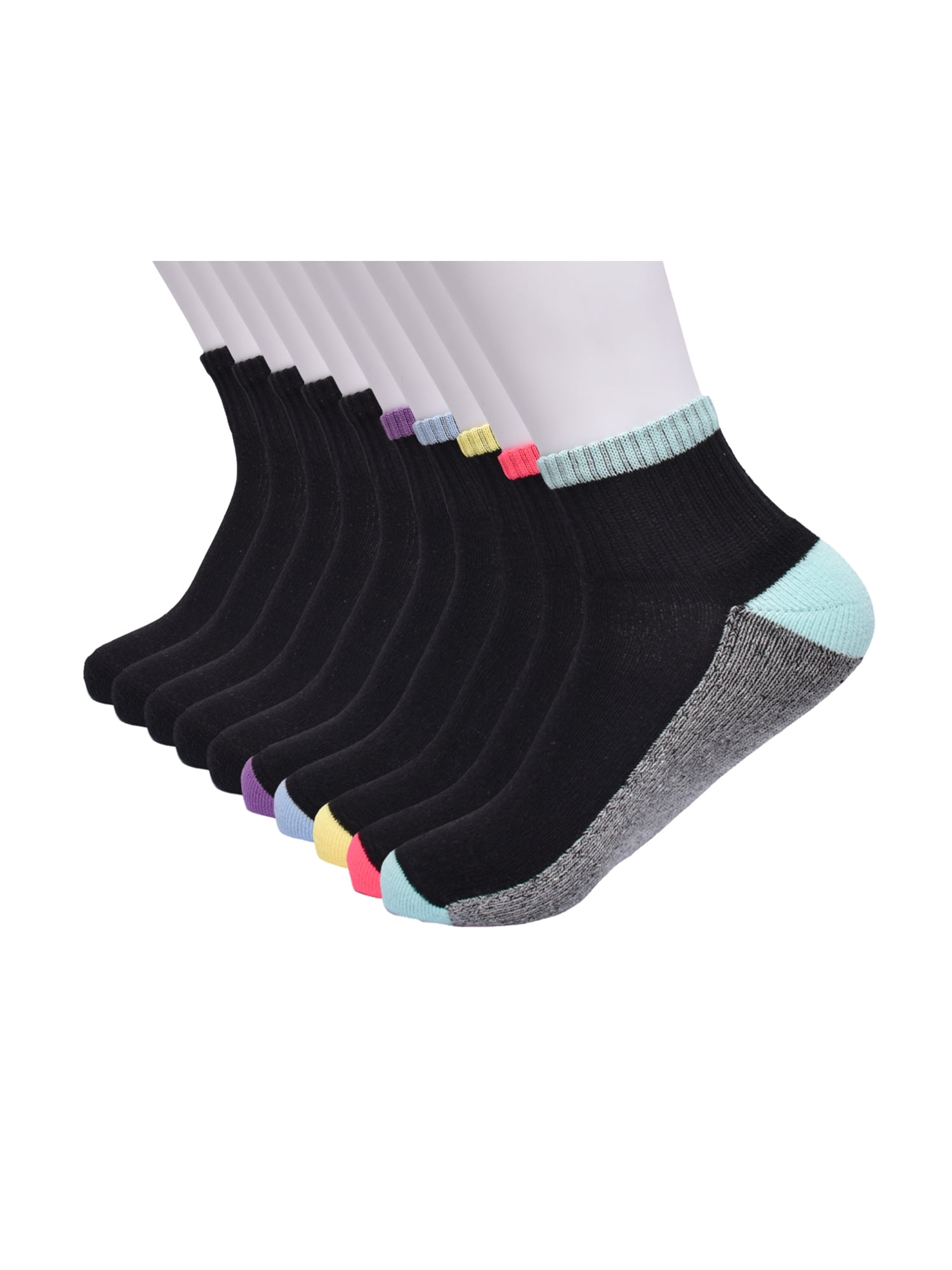 Wonder Nation Girls Cushioned Ankle Socks, 10-Pack