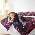 thumbnail image 3 of Castle Fairy Stylish Black Girl Twin Bedding 7-Piece,Music Makeup Print Bedding Comforter Set,Purple, 3 of 7