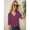 thumbnail image 4 of Women Casual Short Sleeve Realxed Fit Basic T-Shirt Tops, 4 of 5