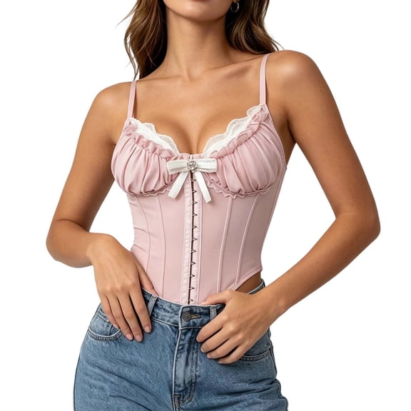 Going Out Crop Tops for Women Spaghetti Strap Bustier Corset Tops Summer Y2k Teen Girls Fashion Trendy