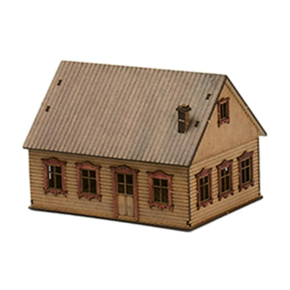 1:72 Desktop Wooden House Model Unassembly Puzzle Hobby Toys DIY Crafts House Architecture Scene for Sand Table Decor Accessory Layout Style C