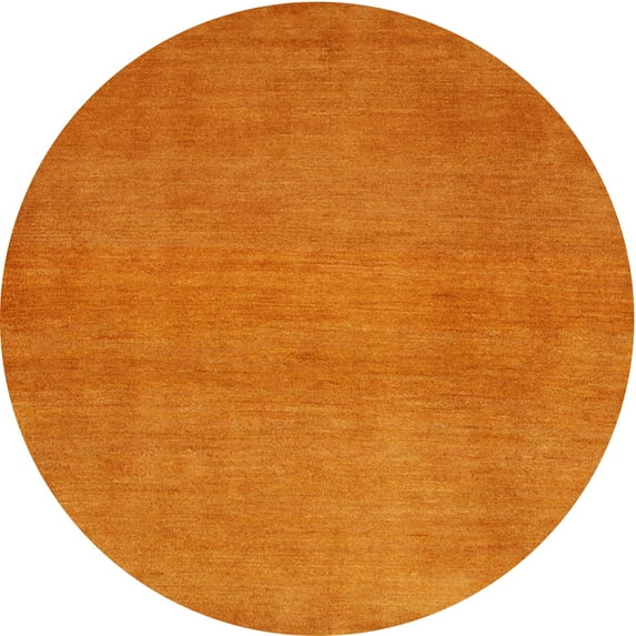 Ahgly Company Machine Washable Indoor Round Contemporary Orange Red Area Rugs, 7' Round