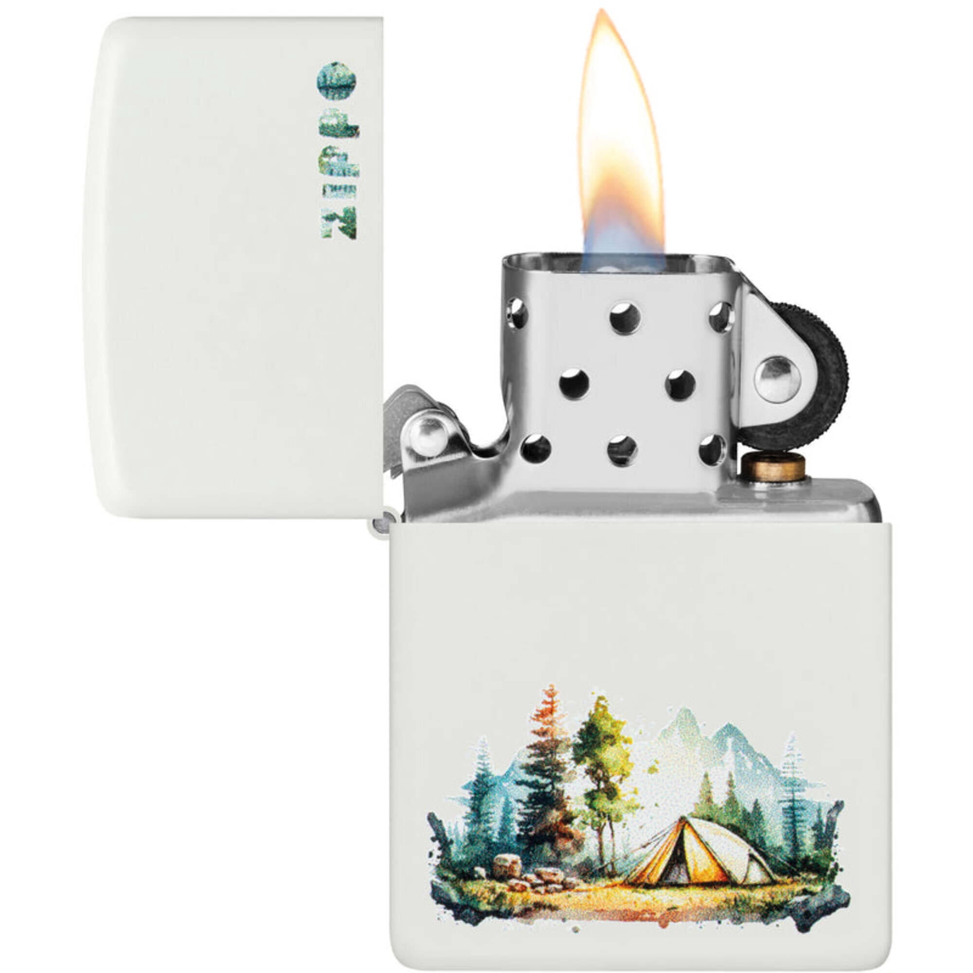 Zippo 46474 Nature Retreat Design Matte White Pocket Lighter