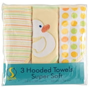 Spasilk Baby 3 Pack Soft Terry Hooded Towel Set for Newborn Boys and Girls, Yellow Duck