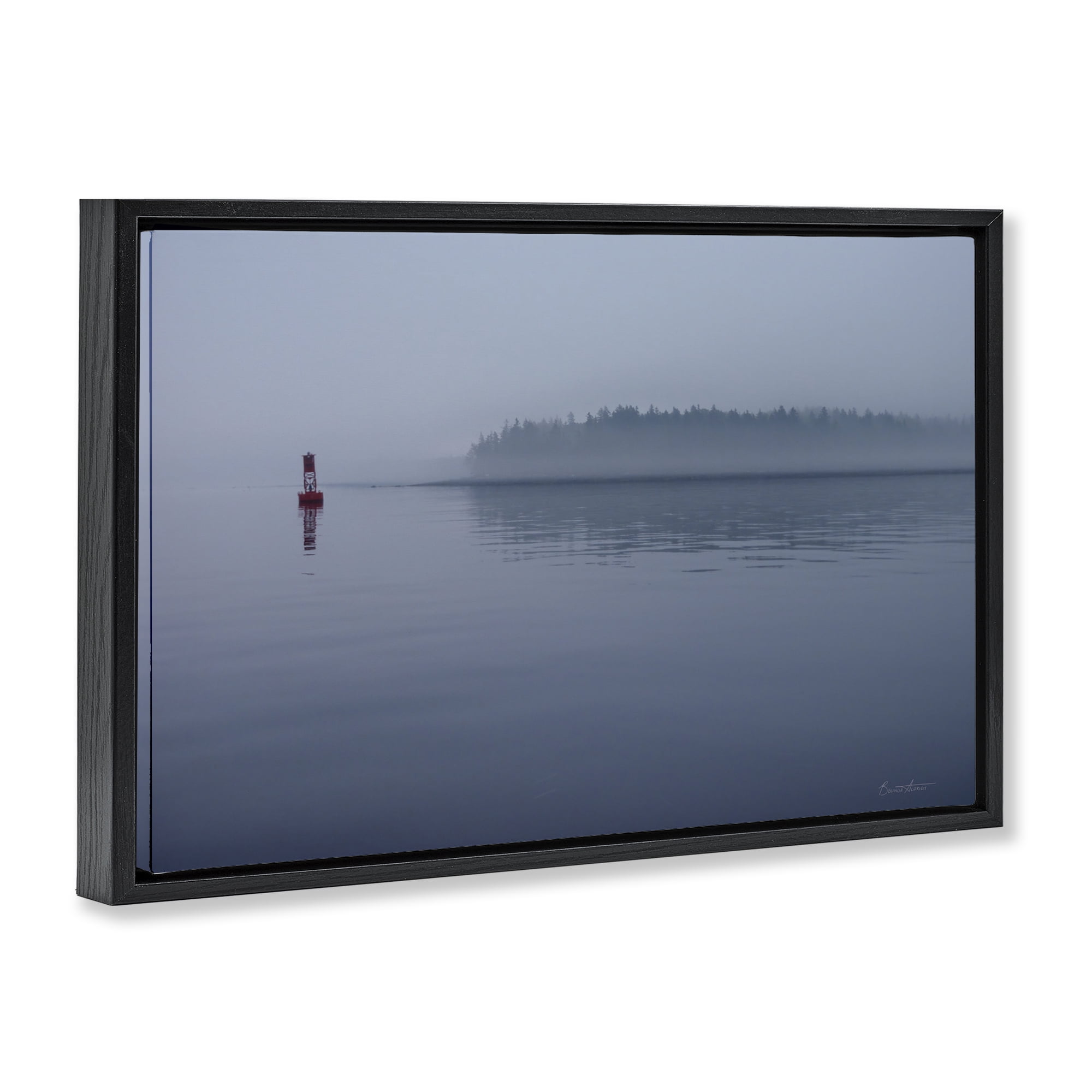 Stupell Industries Penobscot Bay Landscape Landscape Photography Black Floater Framed Canvas Art Print Wall Art, 31 x 21