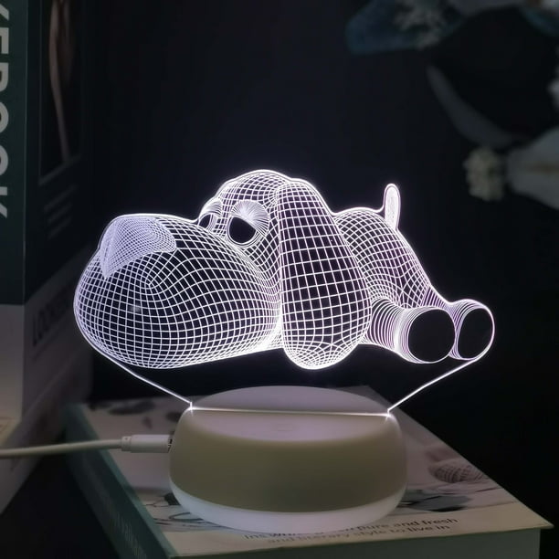 Lampara de Luz Led 3D, Lámpara de Noche de Luces de 3 Modo Iluminación con Interruptor y Enchufe USB Creativo, para Dormitorio,Regalos, Parejas, Bodas, Fiestas, Cumpleaños (Perro) XianweiShao 8390611987459