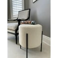 thumbnail image 2 of Pouf Ottoman Rond en Tissu Blanc Bouclé avec Cadre en Métal Noir, 2 of 8