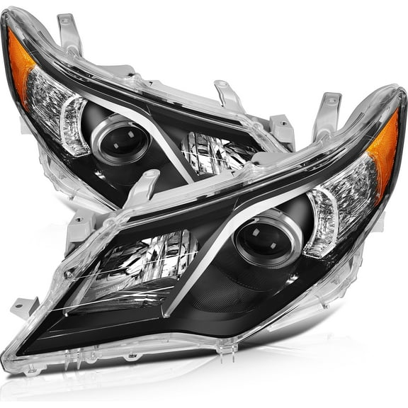 CCIYU headlights assembly For Toyota Camry 2012-2014 With protective coating Black Housing Amber Reflector Clear Lens