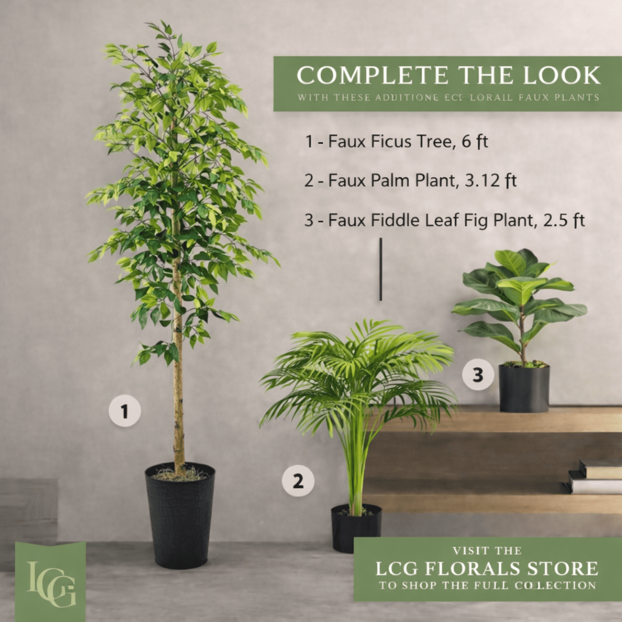 Artificial Tree, 6ft Artificial Designer Ficus Tree in a Black Embossed Metal Planter by LCG Florals, Faux Designer Fake Indoor Tree for Living Room, Office, and Home Décor