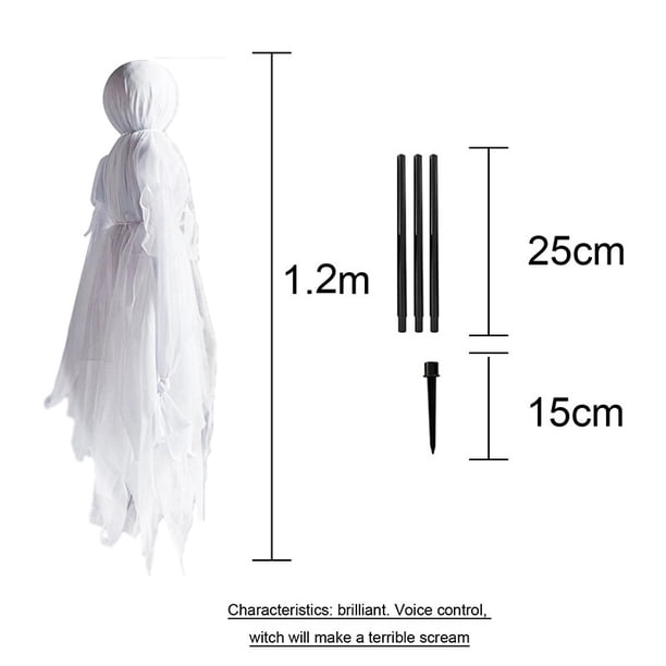 Cabeza de bruja brillante para Halloween, decoraciones grandes para exteriores, decoración de fantasma aterrador, utilería de terror con las manos