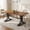 Dark Brown and Black, variant on Fnova 63" Modern Dining Table, Rectangular White Faux Marble Top Kitchen Table, Stylish Metal Trestle Legs, Seats 4 to 6 for Dining Room & Kitchen, Living Room