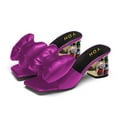 thumbnail image 4 of YDN Women's Bows Open Toe Slides Sandals Rhinestone Block Low Heeled Slip On Mules Casual Shopping Shoes Size 9.5 Purple, 4 of 4