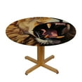 thumbnail image 3 of RUIYC Round Fitted Tablecloth with Elastic Edged, Round Table Cover, Watercolor Lion Waterproof Table Cover for Kitchen Dining Holiday Parties Decoration,Fit for Round Tables, 3 of 7