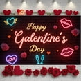 thumbnail image 3 of Red Hearts Galentine Banner Gold Stars BFF Display Lipstick Design Gift Box Pattern Friendship Backdrop for Galentine's Day Party BFF Gathering Girls' Night, 3 of 9