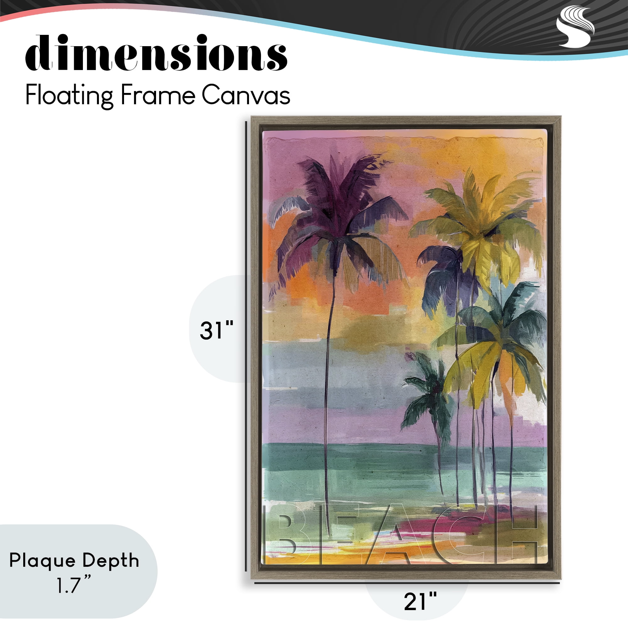 Stupell Industries Crayon Beach at Sunset Brown Framed Floater Canvas Wall Art, design by Annabelle Hall