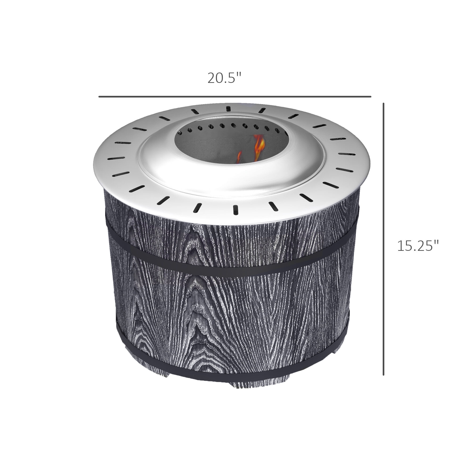 Outdoor Grill, Smokeless Fire Pit with Fireproof Mat, 20" Barrel Style Portable Wood Burning Firepit, Magnesium Oxide Low Smoke Camping Bonfire Stove for Backyard, Patio, Picnic, Black, BBQ Grill