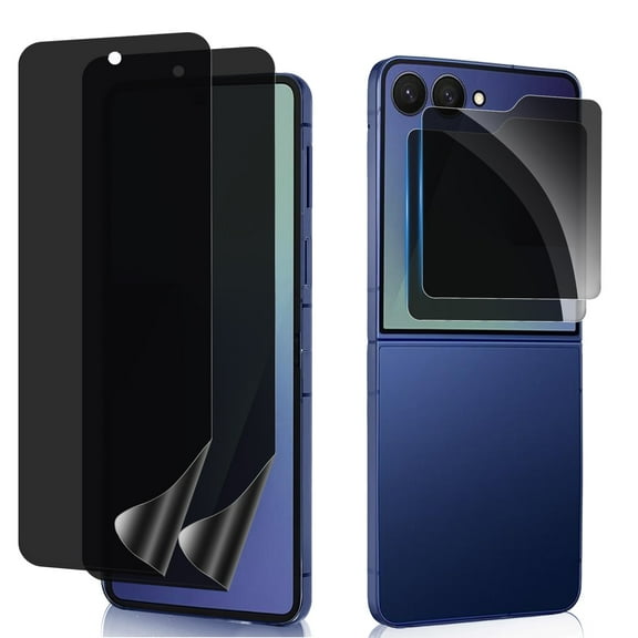 ZYQEEE Privacy Screen Protector for Samsung Galaxy Z Flip 7, 2Pack Inside Flexible TPU Film   2Pack Front Tempered Glass,No Creases, Self-Healing, Anti-Spy Protective Film for Samsung Galaxy Z Flip7