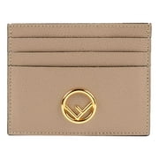 Fendi F Logo Beige Leather Card Case Wallet 8M0445