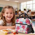thumbnail image 4 of Xoenoiee Tropical Hibiscus Plumeria Flower Print Backpack for Girls Kids Backpack with Lunch Box and Zippered Pencil Case 3Pcs Set 17" Bookbag with Front Pocket Lightweight Elementary School Bag, 4 of 6