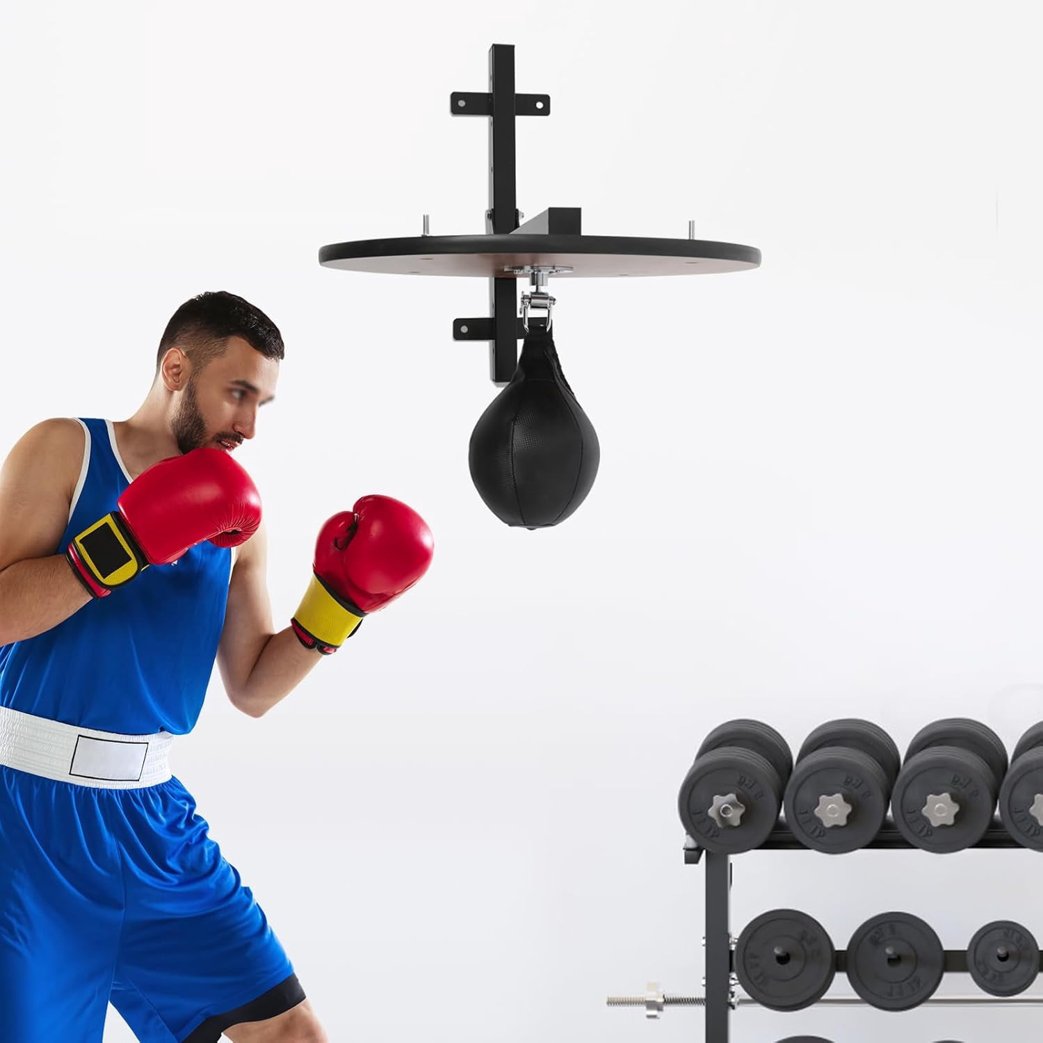 Miumaeov Speed Bag Platform Kit, Heavy Duty Adjustable Height Boxing Training Equipment with Punching Ball All-in-One Boxing Training Equipment