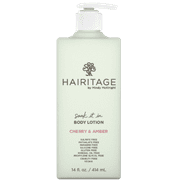 Hairitage Soak it In Cherry & Amber Scented Body Lotion | Niacinamide, Jojoba Oil, & Avocado Oil for All Skin Types | Vetiver & Guaiac Wood Essential Oils, 14 fl. oz.