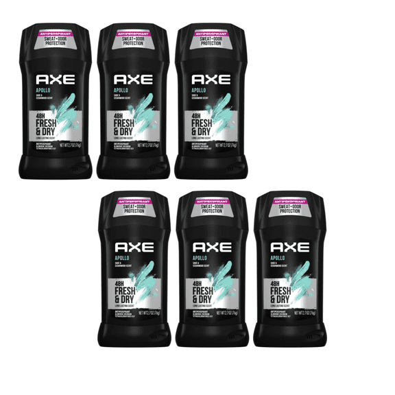 AXE Aluminum Free Deodorant Stick Apollo Sage & Cedarwood For Long Lasting Odor Protection, Deodorant for Men Formulated Without Aluminum 2.7 oz 6 Pack
