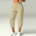 thumbnail image 5 of Wensltd Women's Capri Jogger Trousers Solid Elastic Waist Side Pockets Cropped Daily Wear, 5 of 8