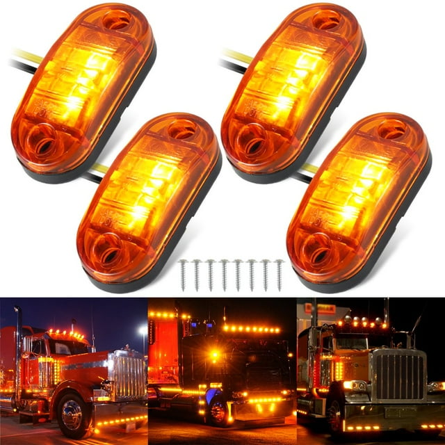 4Pcs LED Clearance Light Side Marker Lamp IP67 Waterproof Rear Side Indicator Marker Light Super Bright Premium Trailer Light Rear Tail Light Stop Turn Light for Truck Car Trailer