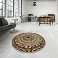 thumbnail image 4 of Ahgly Company Machine Washable Indoor Round Transitional Night Red Area Rugs, 5' Round, 4 of 7