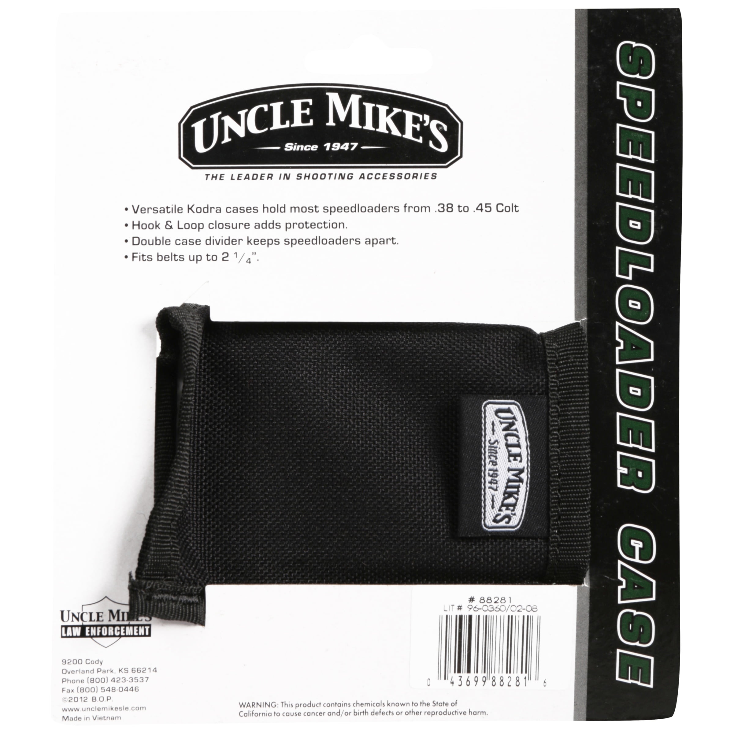 UNCLE MIKES DBL SPEEDLOADER POUCH -1 FITS BELTS UP TO 2.25" BLACK NYLON