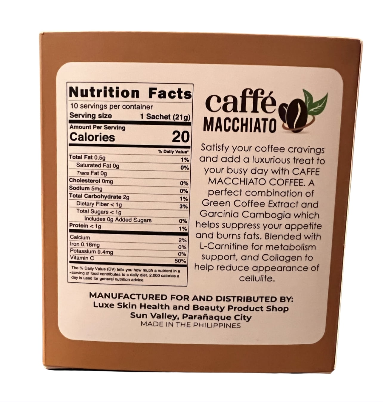LUXE SLIM Collagen Weight Loss Coffee, Caffe Macchiato, 10 LUXE SLIM Collagen Weight Loss Coffee, Caffe Macchiato, 10