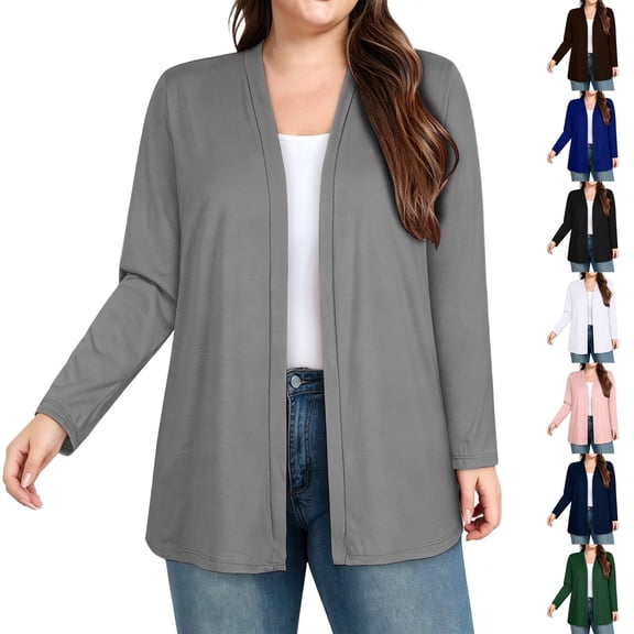 UQJfacai Lightweight Tunic Cardigan For Women Long Sleeve Open Front Cardigans Fall Elegant Outwear