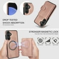 thumbnail image 4 of for Samsung Galaxy S25 Wallet Case, 2-in-1 Magnetic Detachable Card Holder, PU Leather + TPU Shockproof Kickstand Phone Cover, Magnetic Clasp Card Slots Back Case for Galaxy S25, Rosegold, 4 of 5