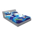 thumbnail image 2 of Ambesonne Cartoon Fitted Sheet & Pillow Sham Set, Whale Fish Rabbit Sun, Full, Multicolor, 2 of 2
