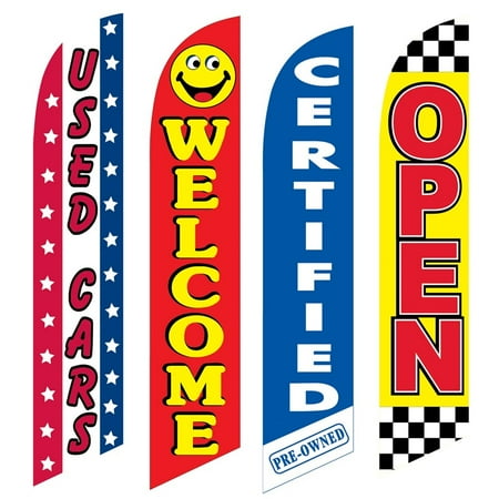 4 Advertising Swooper Flags Used Cars Welcome Certified Pre Owned Open
