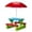Red & Blue, variant on Kids Outdoor Picnic Table & Chair Set, Removable Sun Umbrella, 2 Built-In Benches for Backyard/Patio/Indoor Use