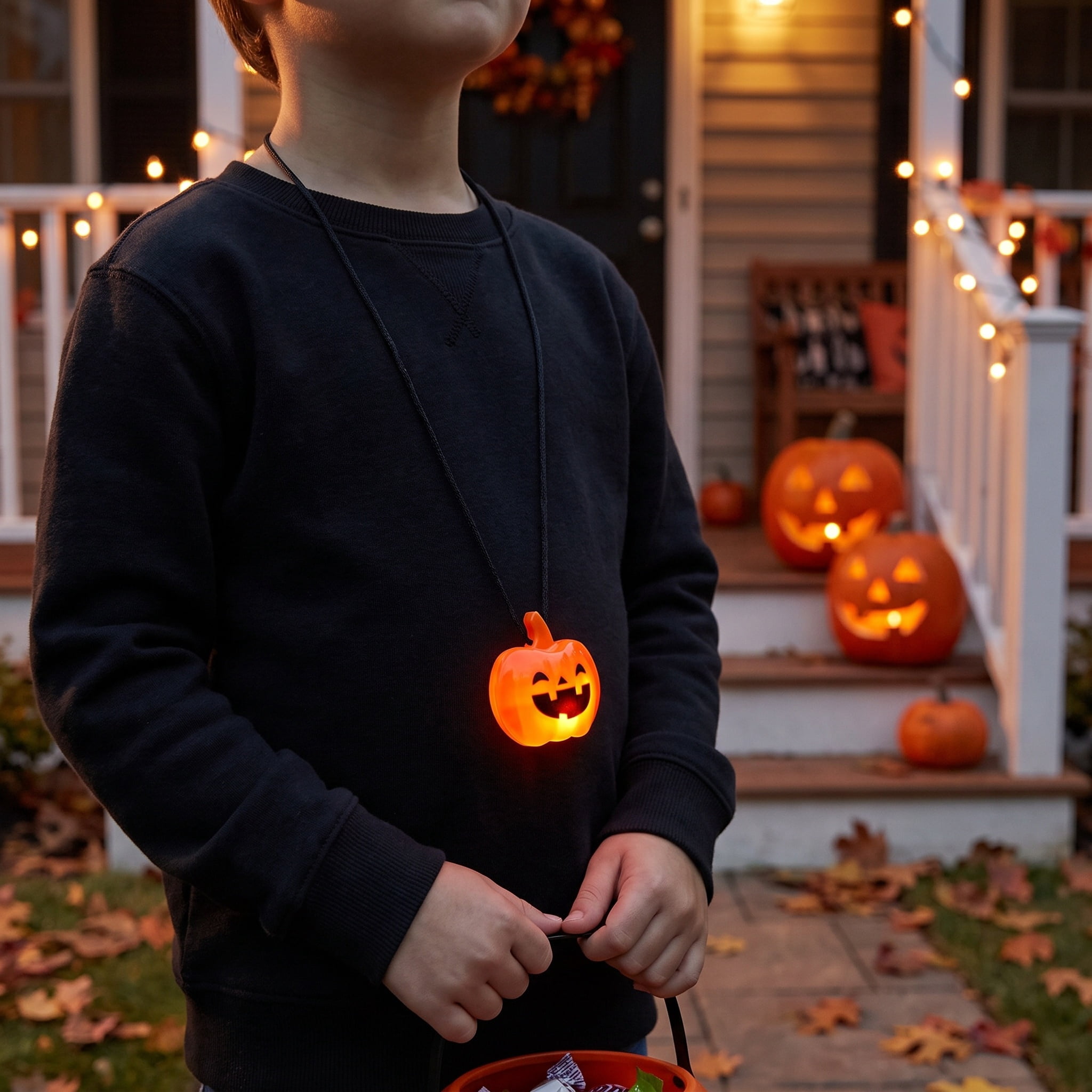 Light-Up Blinking Pumpkin Necklace, Orange, Halloween by Way To Celebrate