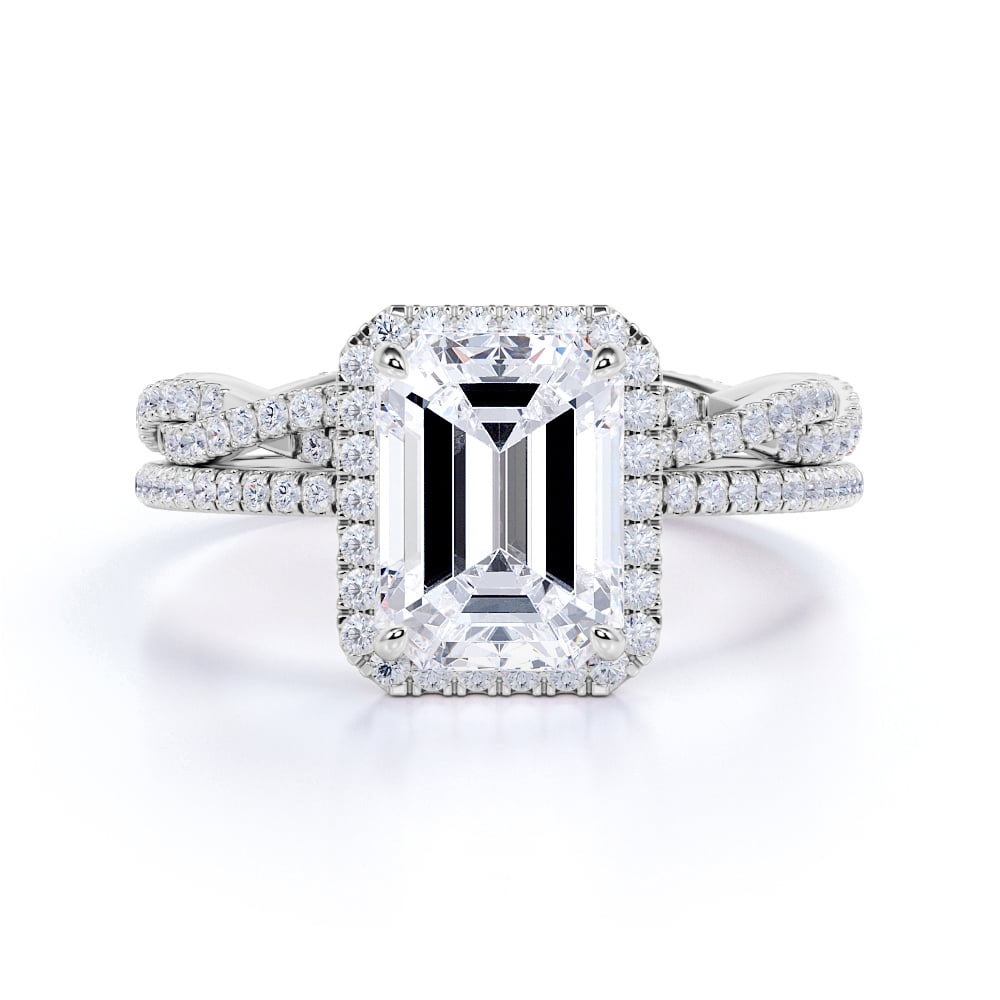 Details about   NEW Emerald Cut Silver Platinum Engagement Wedding Band Ring Size 9