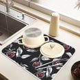 thumbnail image 6 of Ryvnso Cherry on Black Dish Drying Mat for Kitchen Countertop 16x18 Small Dish Pad Drainer Rack Dish Sink Mats, 6 of 7