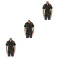 thumbnail image 2 of Sonducket Camisa de playa hawaiana Casual abotonada suelta manga corta clásica hoja tropical ropa camiseta diaria vacaciones negro Type1 NO1, 2 of 6