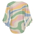 thumbnail image 6 of Pastel Swirls Abstract Design Art Women's V-Neck Blouse With 3/4 Ruffled Bell Sleeves Casual Top Ladies Blouses, 6 of 7