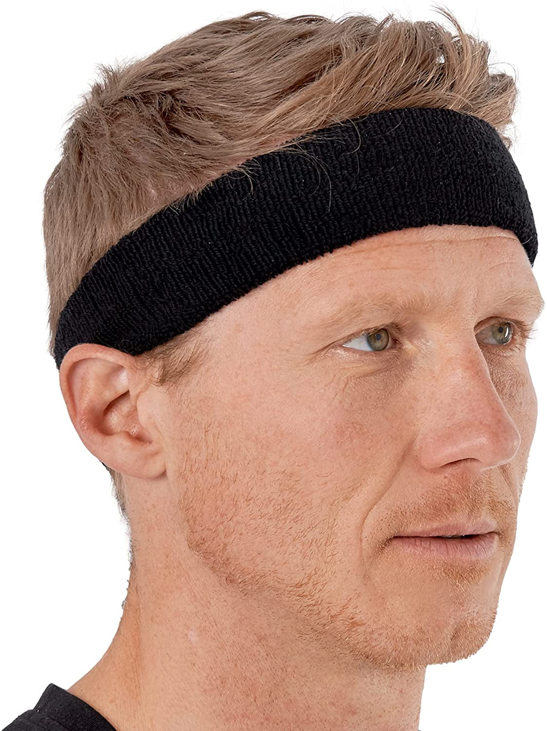 terry cloth cotton stripe headband basketball running yoga gym sports sweatband 
