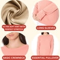 thumbnail image 4 of YEMAK Women's Knit Pullover Sweater – Long Sleeve Crewneck Soft Casual Lightweight Basic Solid Knitted Top, 4 of 9